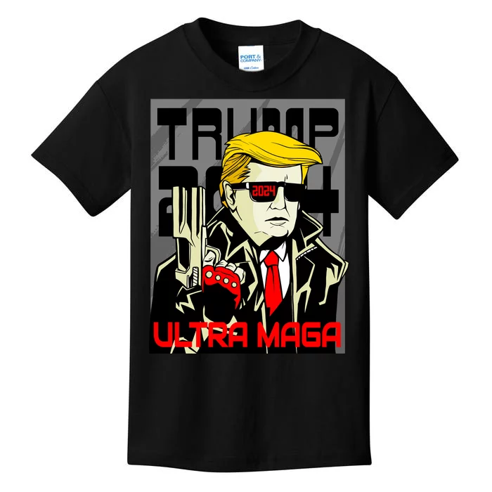 Great Ultra MAGA King Terminator Parody Trump 2024 Anti Biden Kids T-Shirt