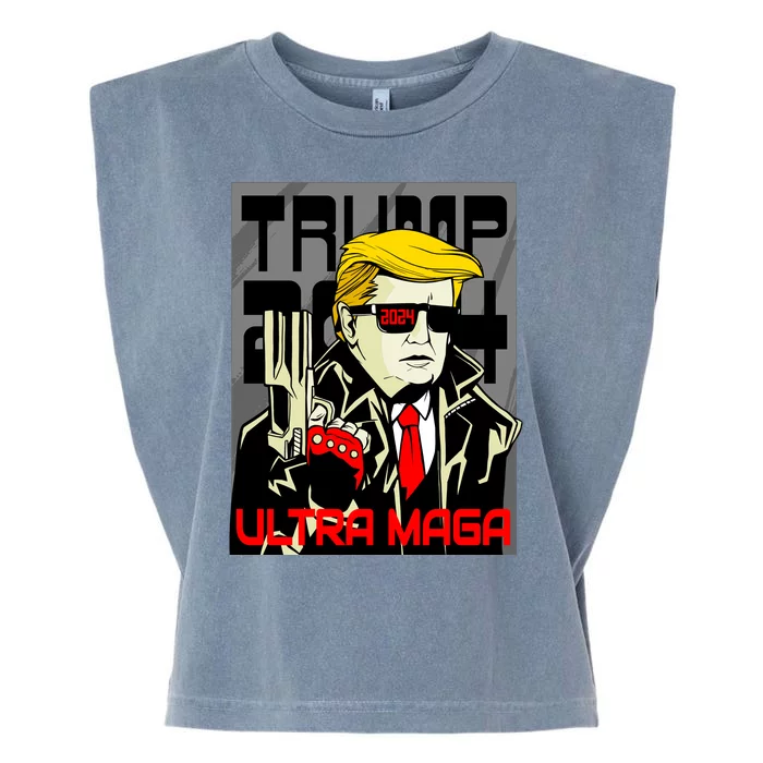 Great Ultra MAGA King Terminator Parody Trump 2024 Anti Biden Garment-Dyed Women's Muscle Tee