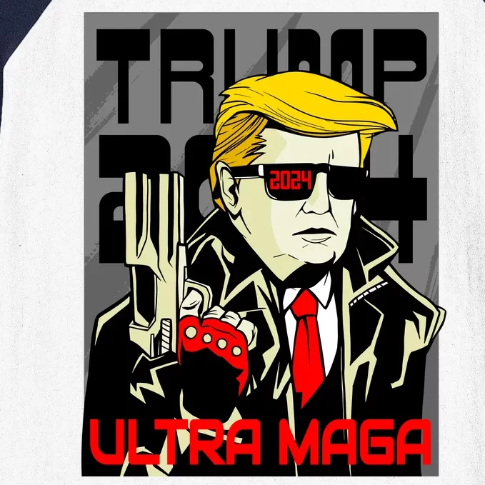 Great Ultra MAGA King Terminator Parody Trump 2024 Anti Biden Baseball Sleeve Shirt