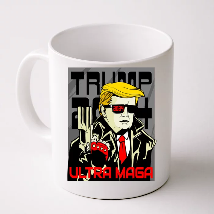 Great Ultra MAGA King Terminator Parody Trump 2024 Anti Biden Front & Back Coffee Mug