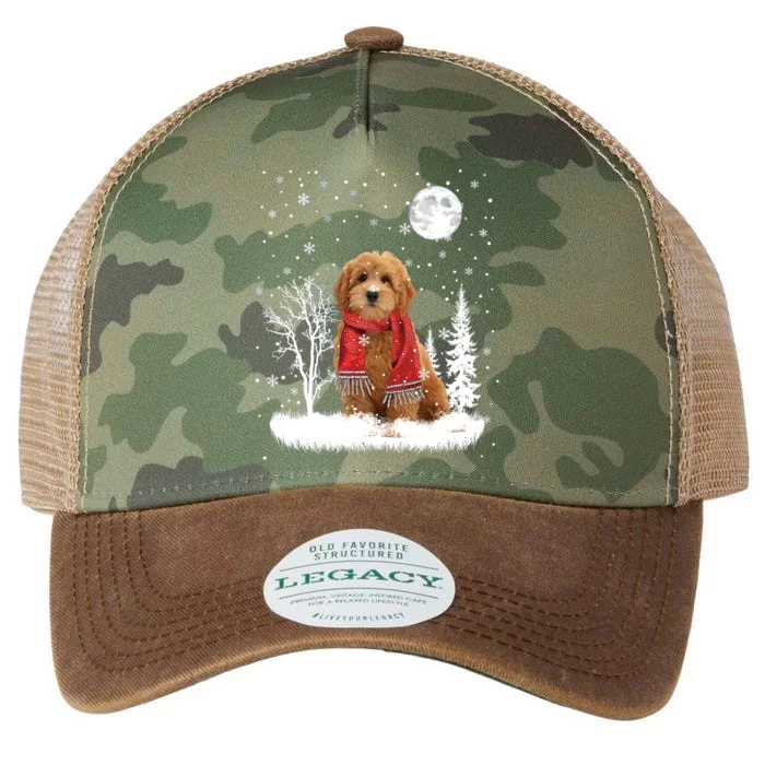 Goldendoodle Under Moonlight Snow Christmas Gift Legacy Tie Dye Trucker Hat