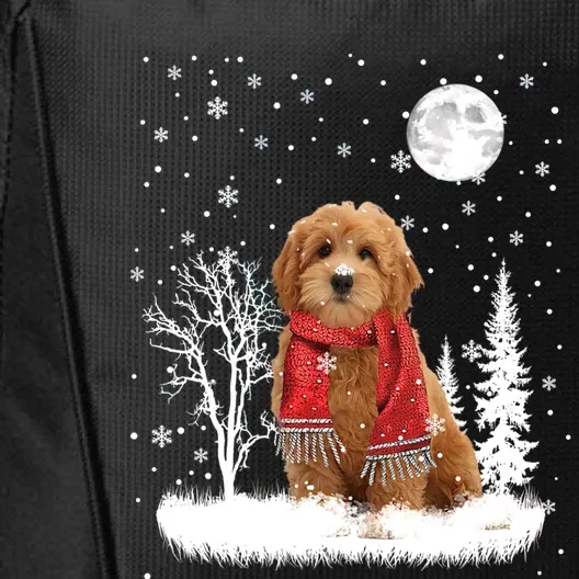 Goldendoodle Under Moonlight Snow Christmas Gift City Backpack