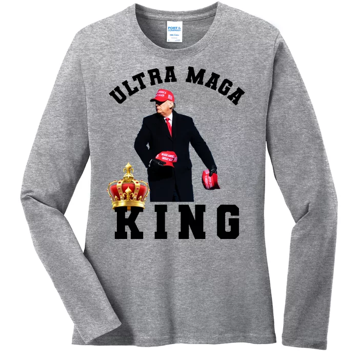 Great Ultra MAGA King Anti Biden Trump 2024 USA Ladies Long Sleeve Shirt