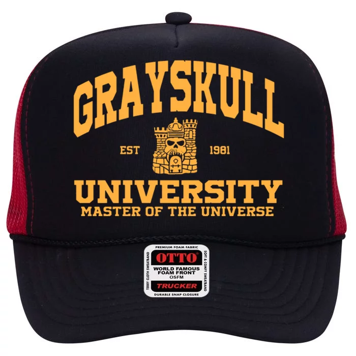 Grayskull University Master Of The Universe High Crown Mesh Trucker Hat