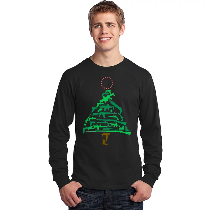 Gun Christmas Tree Long Sleeve Shirt