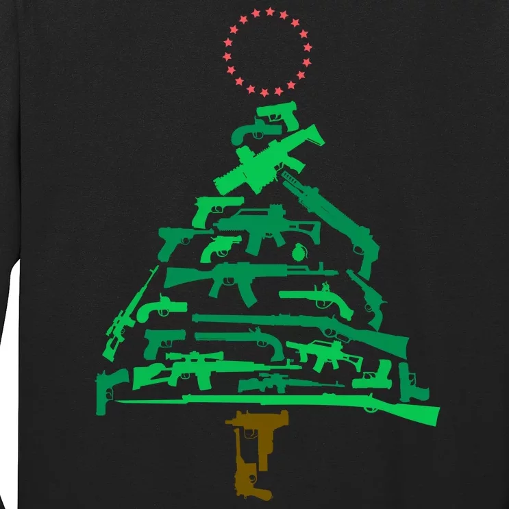 Gun Christmas Tree Long Sleeve Shirt