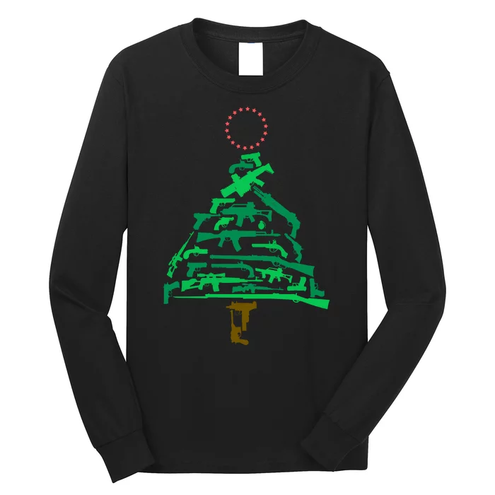 Gun Christmas Tree Long Sleeve Shirt