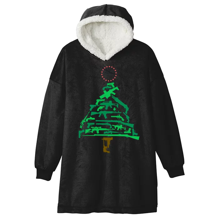 Gun Christmas Tree Hooded Wearable Blanket