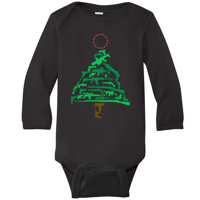 Gun Christmas Tree Baby Long Sleeve Bodysuit