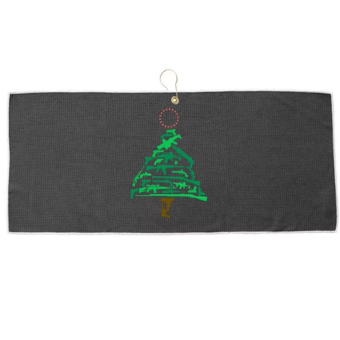 Gun Christmas Tree Large Microfiber Waffle Golf Towel