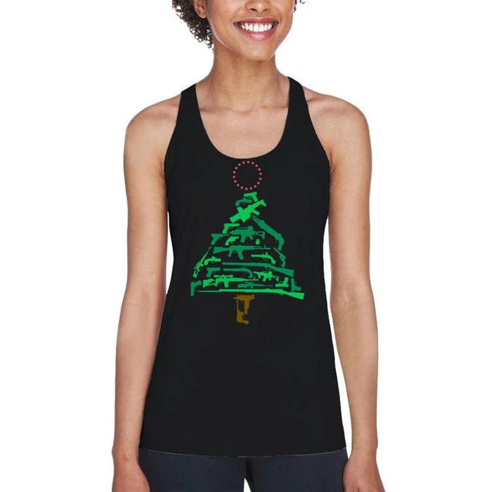 Gun Christmas Tree Women's Racerback Tank