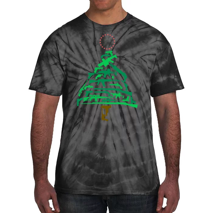 Gun Christmas Tree Tie-Dye T-Shirt