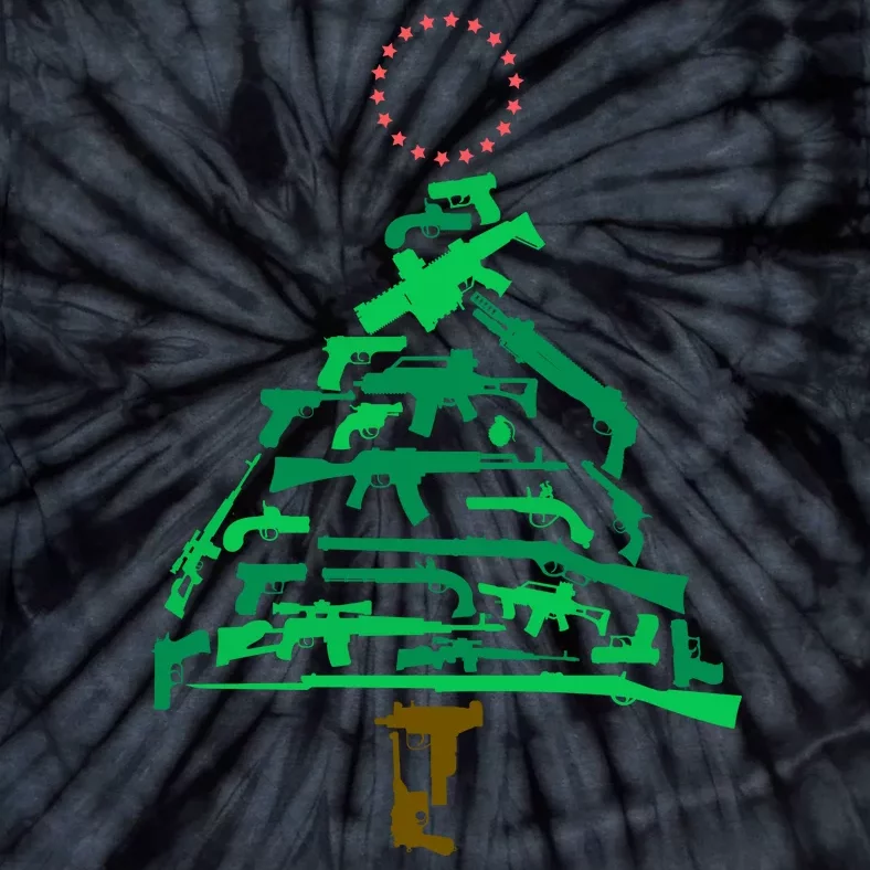 Gun Christmas Tree Tie-Dye T-Shirt