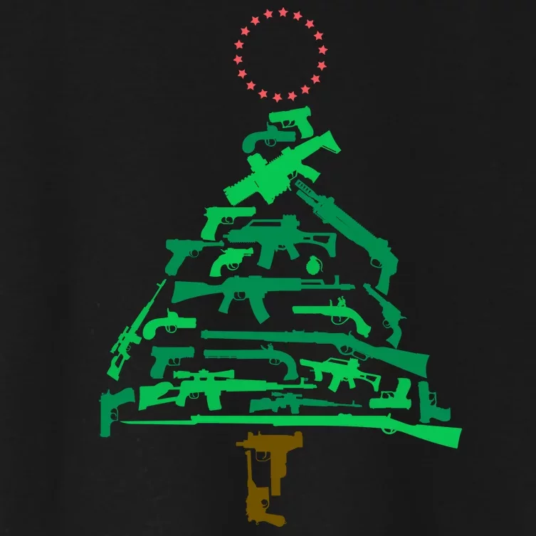 Gun Christmas Tree Women's Crop Top Tee