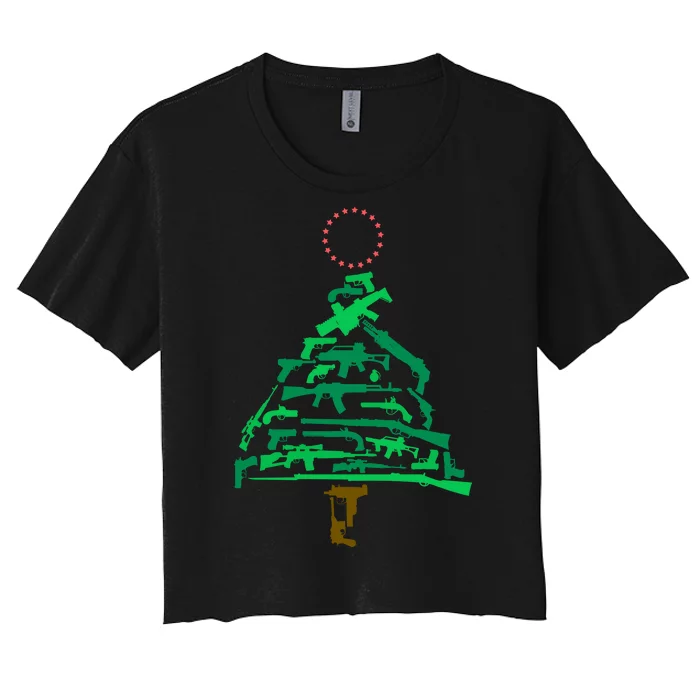 Gun Christmas Tree Women's Crop Top Tee