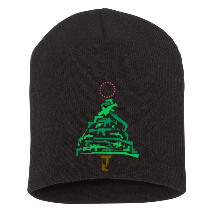 Gun Christmas Tree Short Acrylic Beanie