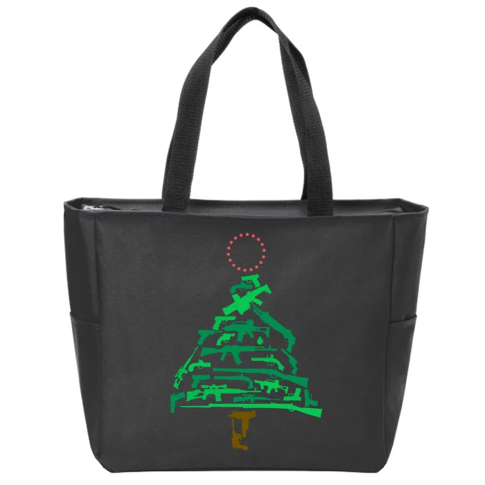 Gun Christmas Tree Zip Tote Bag