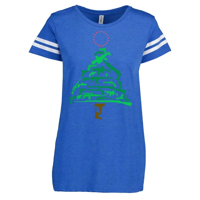 Gun Christmas Tree Enza Ladies Jersey Football T-Shirt