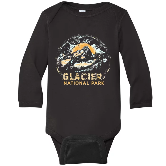 Glacier Us National Park Vintage Baby Long Sleeve Bodysuit