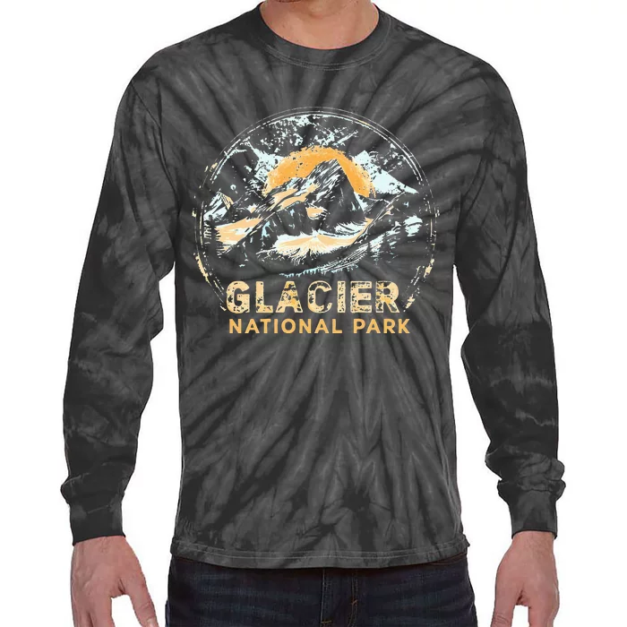 Glacier Us National Park Vintage Tie-Dye Long Sleeve Shirt