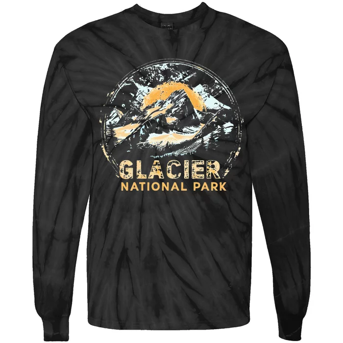 Glacier Us National Park Vintage Tie-Dye Long Sleeve Shirt