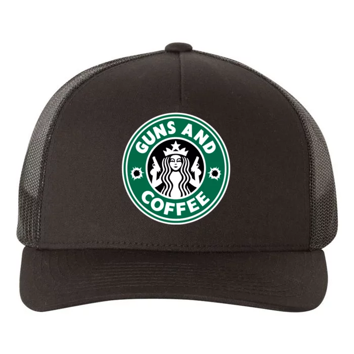 Guns And Coffee Yupoong Adult 5-Panel Trucker Hat