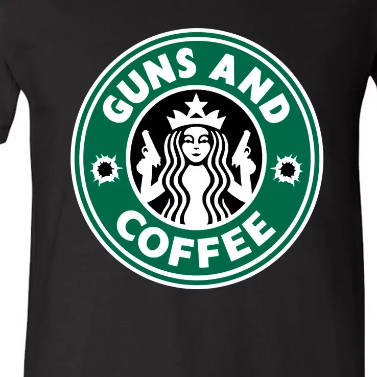 Guns And Coffee V-Neck T-Shirt