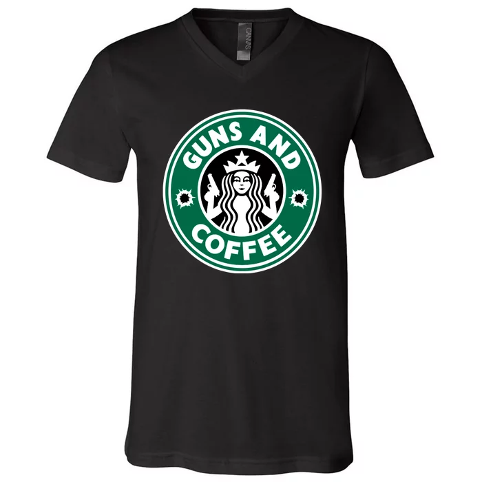 Guns And Coffee V-Neck T-Shirt