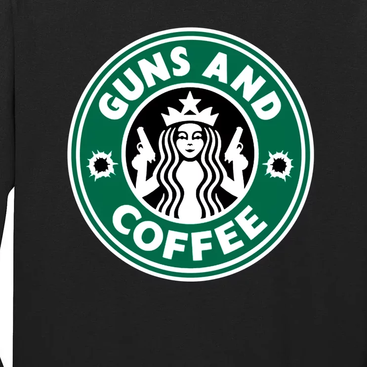 Guns And Coffee Tall Long Sleeve T-Shirt