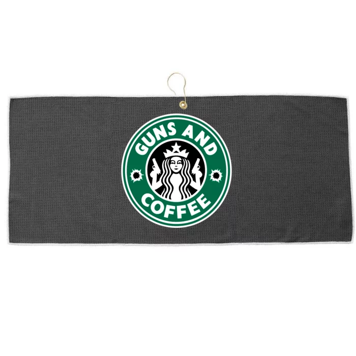 Guns And Coffee Large Microfiber Waffle Golf Towel