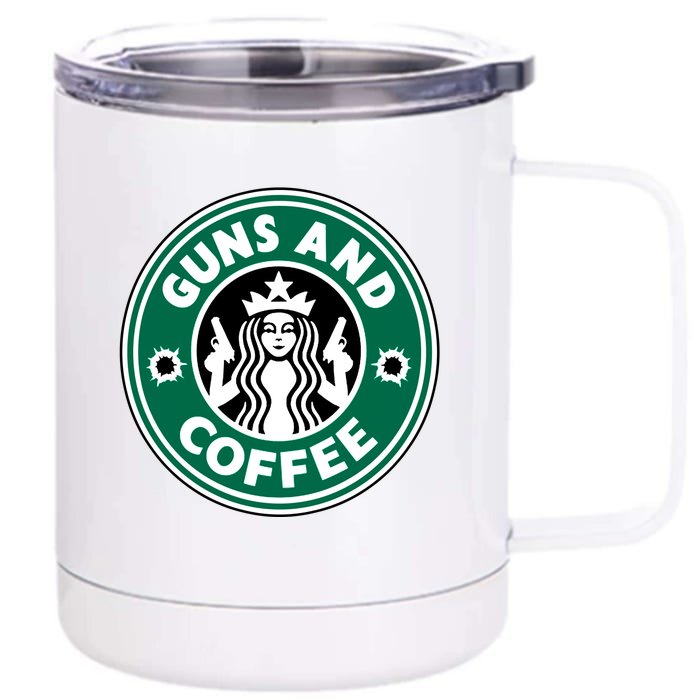 Guns And Coffee Front & Back 12oz Stainless Steel Tumbler Cup