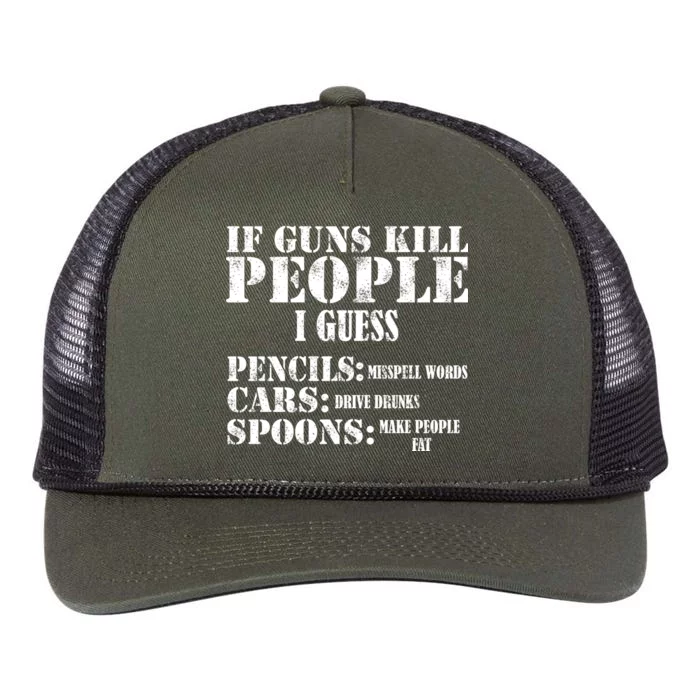 Guns Kill People Cars Drive Drunk Retro Rope Trucker Hat Cap