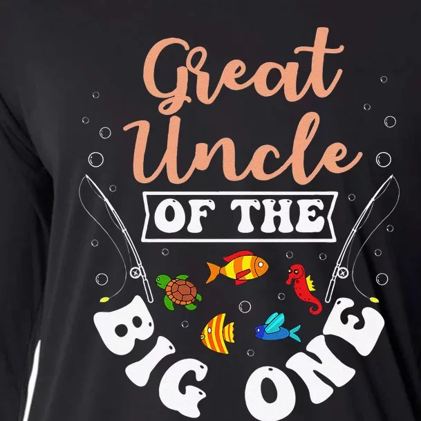 Great Uncle Of The Big One Fishing Birthday Party Bday Cooling Performance Long Sleeve Crew