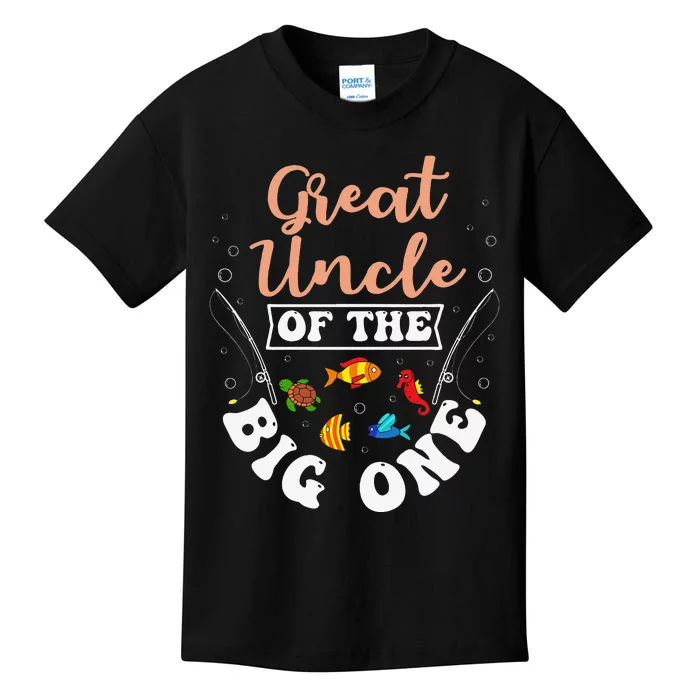 Great Uncle Of The Big One Fishing Birthday Party Bday Kids T-Shirt