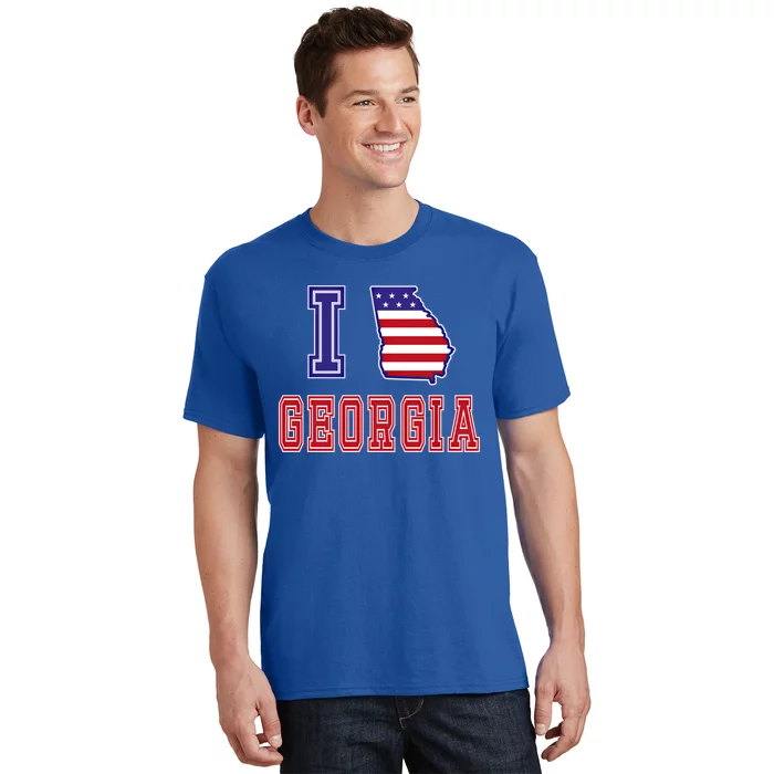 Georgia Usa Patriotic Usa Flag I Love Georgia Gift T-Shirt