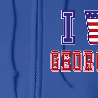 Georgia Usa Patriotic Usa Flag I Love Georgia Gift Full Zip Hoodie