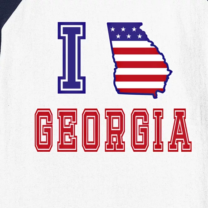 Georgia Usa Patriotic Usa Flag I Love Georgia Gift Baseball Sleeve Shirt