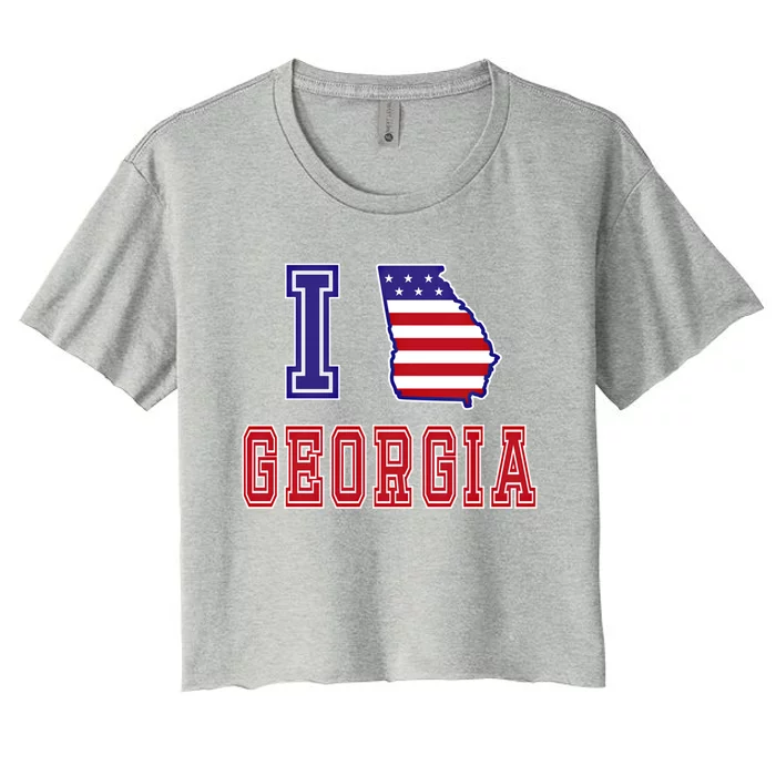 Georgia Usa Patriotic Usa Flag I Love Georgia Gift Women's Crop Top Tee