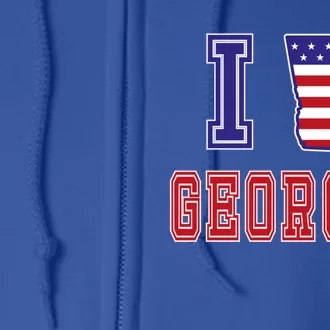 Georgia Usa Patriotic Usa Flag I Love Georgia Cool Gift Full Zip Hoodie