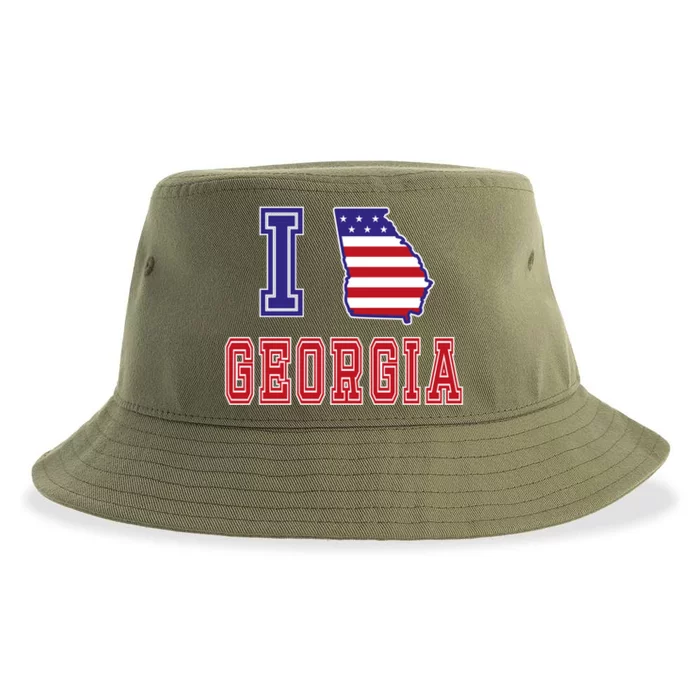 Georgia Usa Patriotic Usa Flag I Love Georgia Cool Gift Sustainable Bucket Hat