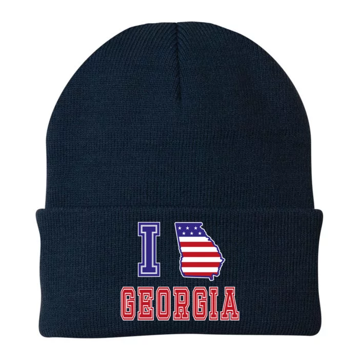 Georgia Usa Patriotic Usa Flag I Love Georgia Cool Gift Knit Cap Winter Beanie