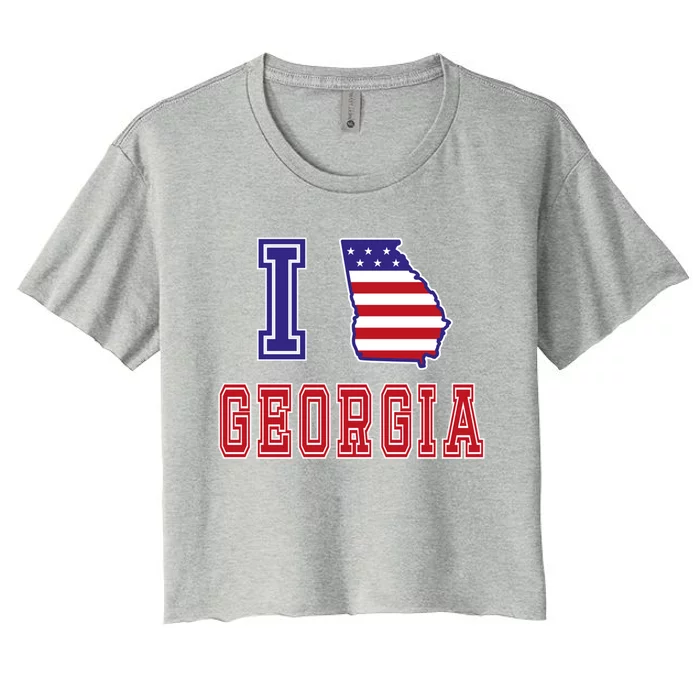 Georgia Usa Patriotic Usa Flag I Love Georgia Cool Gift Women's Crop Top Tee