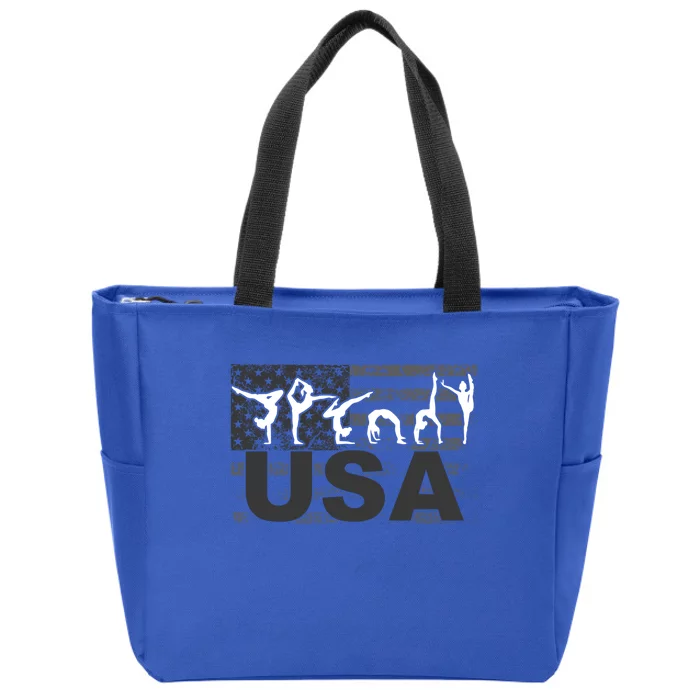 Gymnastics Usa Patriotism Funny Sports Us American Gift Funny Gift Zip Tote Bag