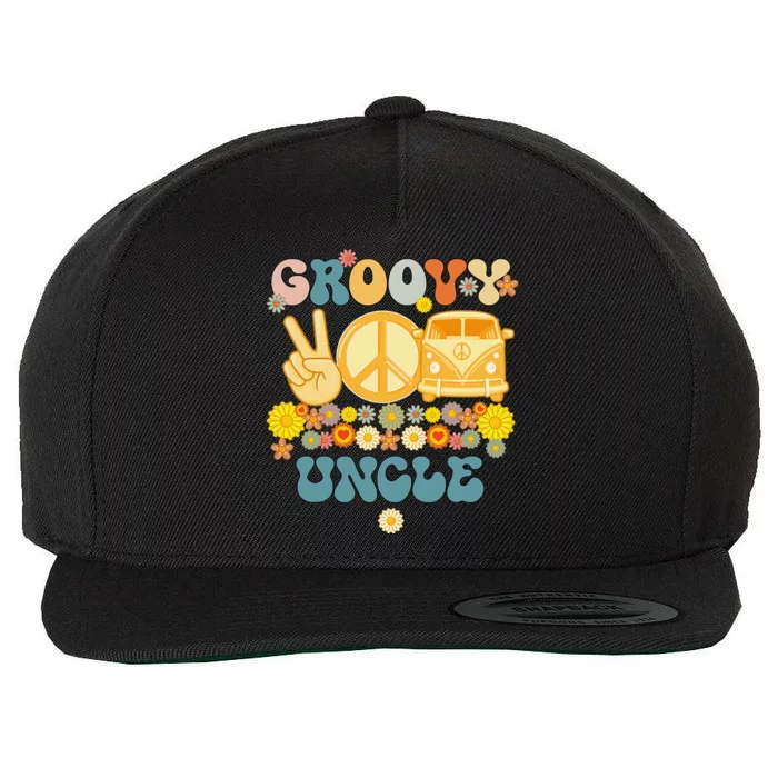 Groovy Uncle Retro Matching Family Baby Shower Father's Day Wool Snapback Cap