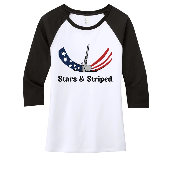 Ground Under Repair Stars Striped Women's Tri-Blend 3/4-Sleeve Raglan Shirt