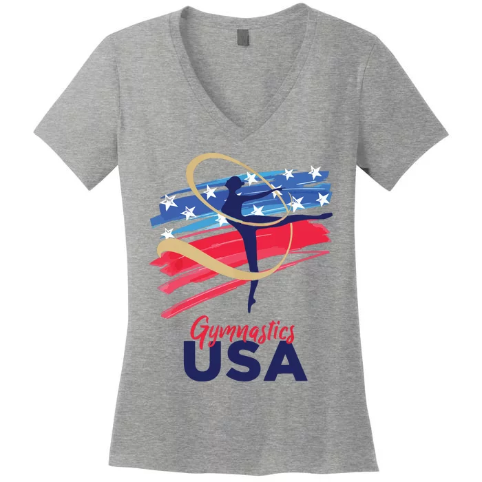 Gymnastics USA Support Team Women's V-Neck T-Shirt