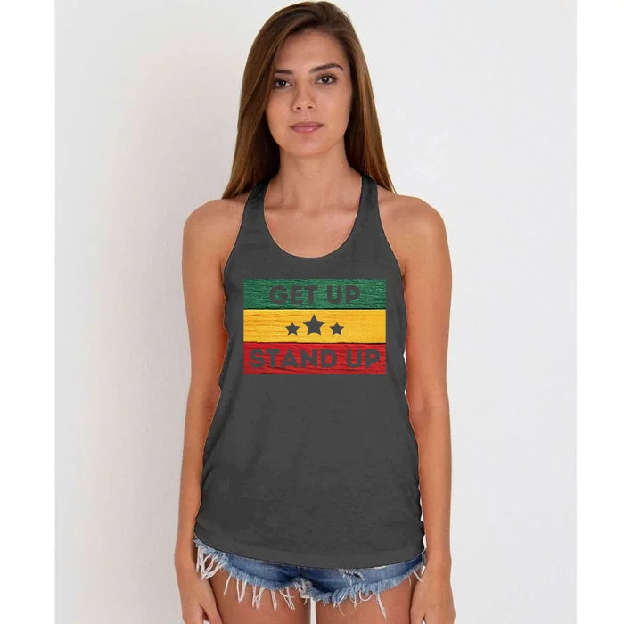 Get Up Stand Up Reggae Women's Knotted Racerback Tank