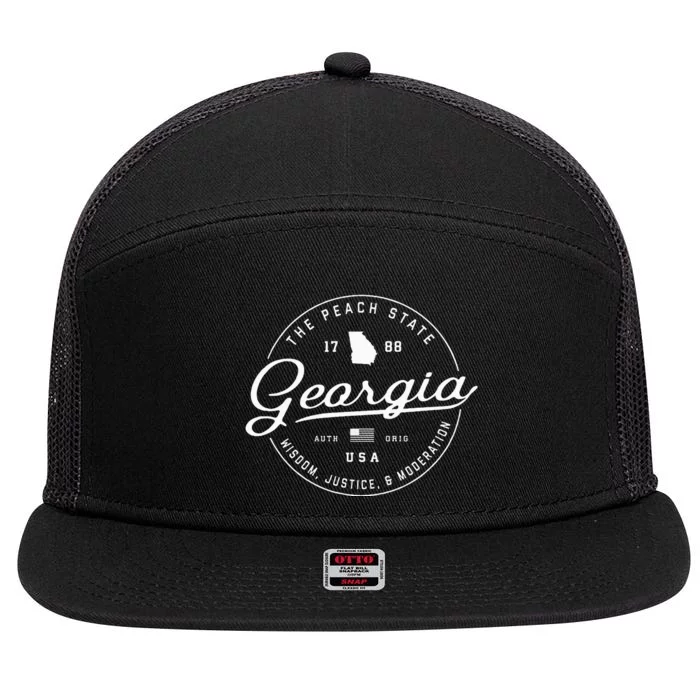 Georgia  Us State Travel Vacation Ga Usa 7 Panel Mesh Trucker Snapback Hat