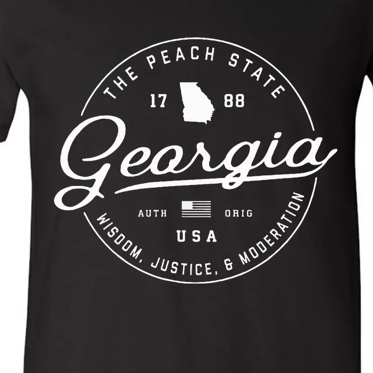 Georgia  Us State Travel Vacation Ga Usa V-Neck T-Shirt