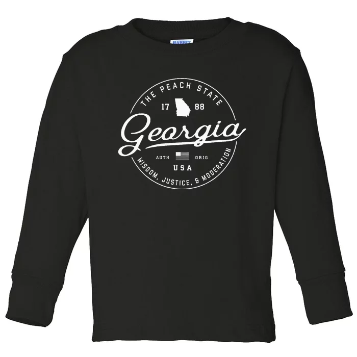 Georgia  Us State Travel Vacation Ga Usa Toddler Long Sleeve Shirt